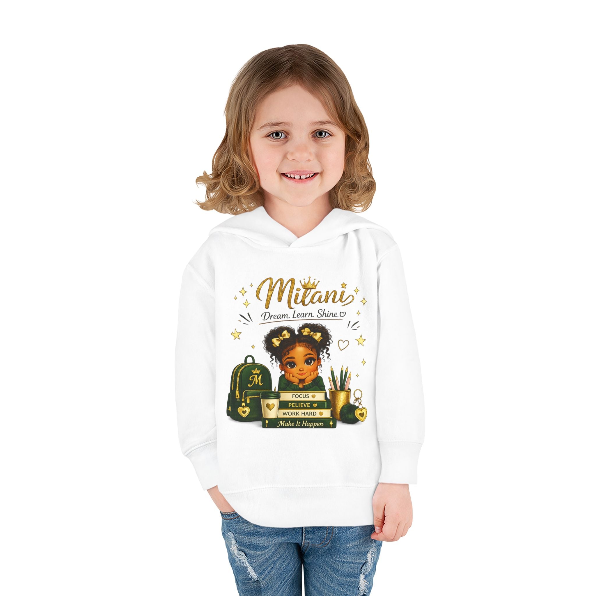 Toddler Hoodie — "Little Girl with Big Dreams" Personalized Motivational Pullover