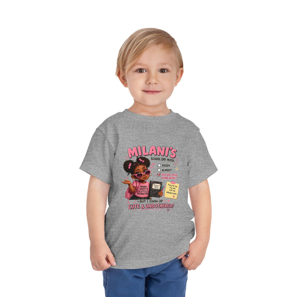 Personalized Toddler Tee — "Milani's School Days" Cute Smart Sassy Graphic Shirt