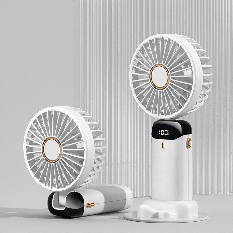 Miniventilador 3 en 1: pantalla LED, 5 velocidades, para cuello/escritorio/mano