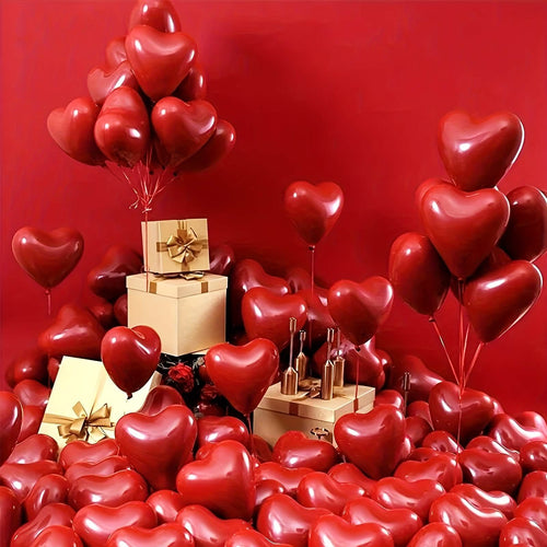 30 globos de corazón rojos – Set de decoración para fiestas y el hogar