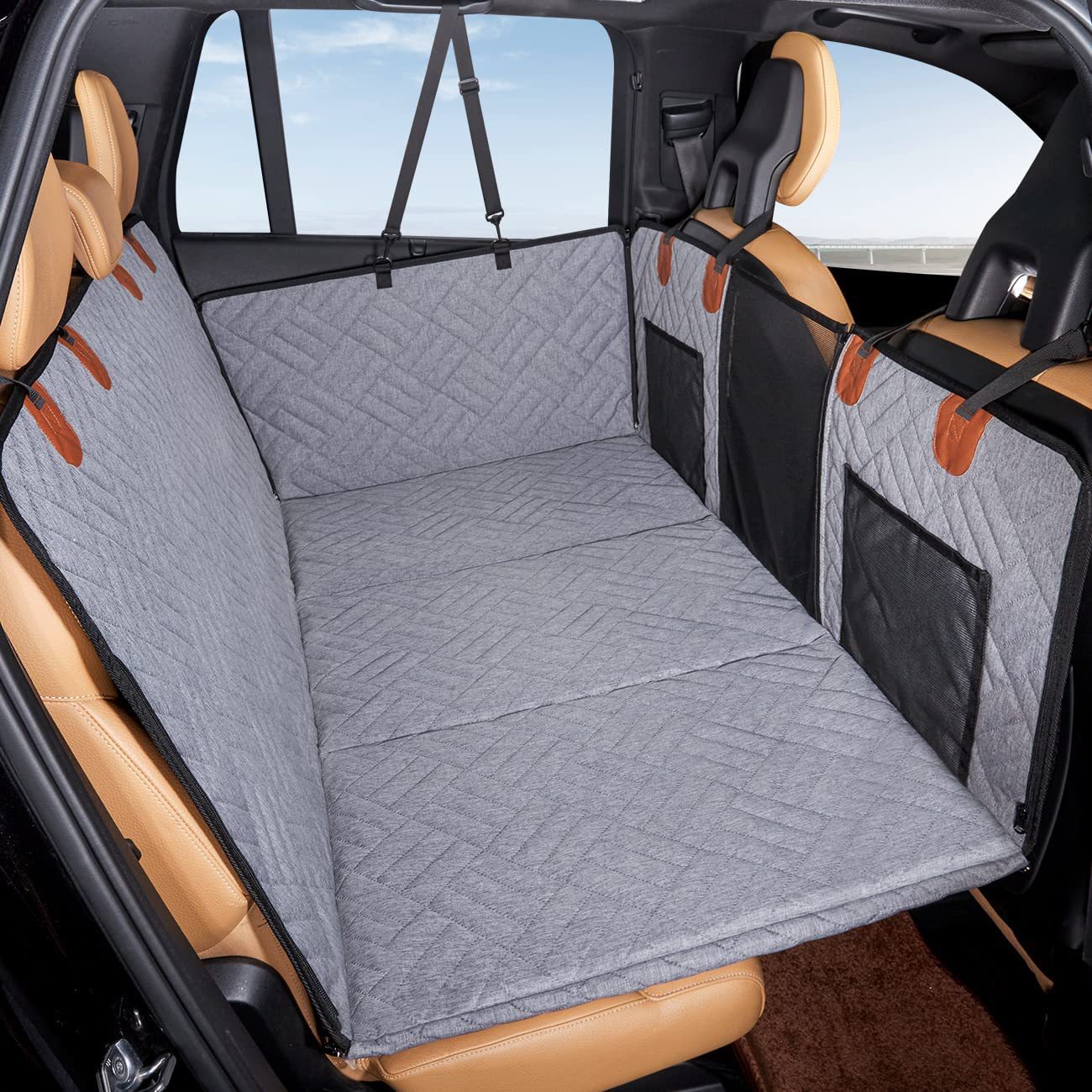Cojín Impermeable para Asiento de Coche para Mascotas — Negro y Gris, Individual y Juegos de Paquetes