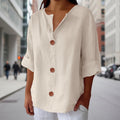 Women's V-Neck Buttoned Blouse