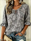 Women's Floral Print Three-Quarter Sleeve Shirt – Relaxed Retro