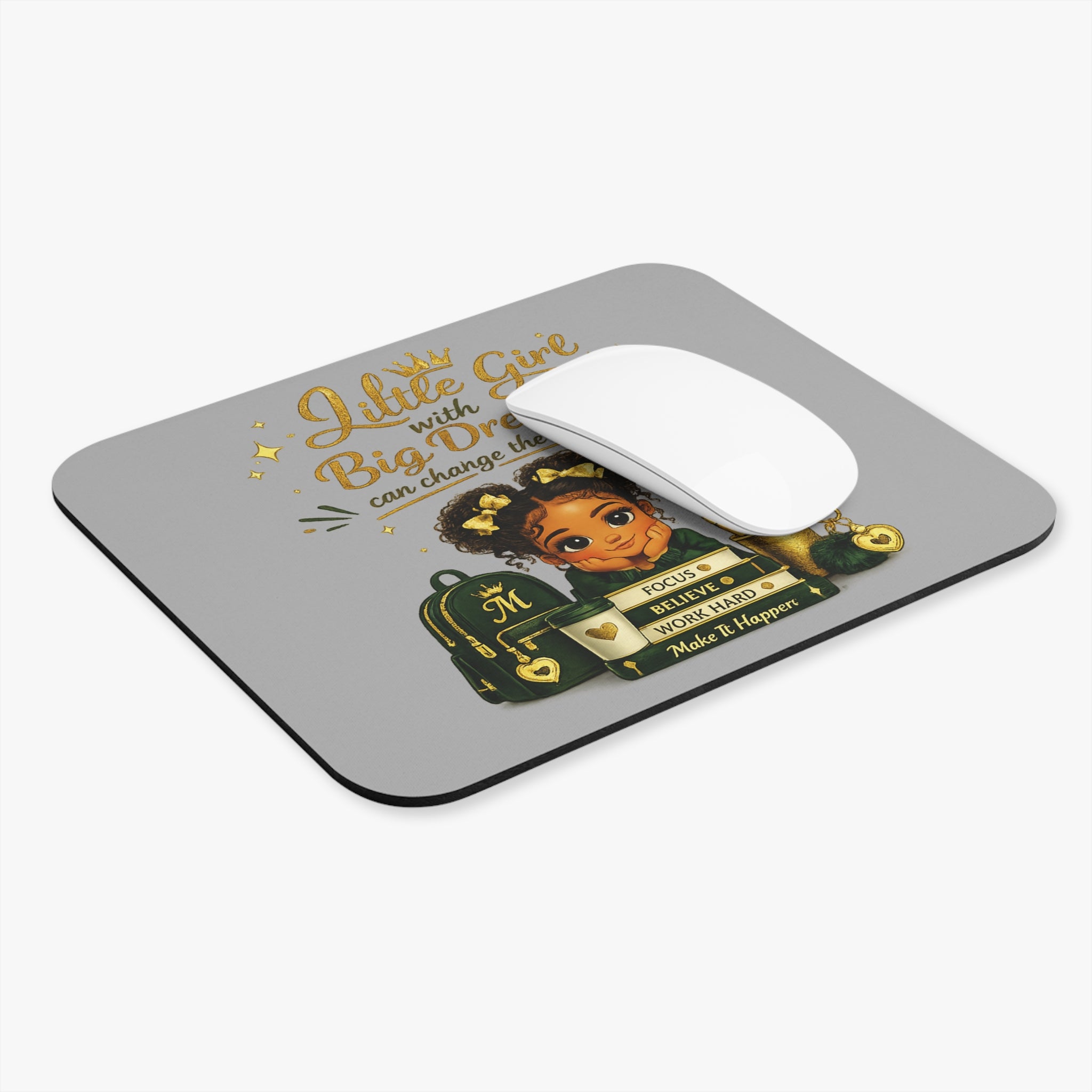 Mouse Pad — "Little Girl with Big Dreams" Inspirational Desk Mat for Kids