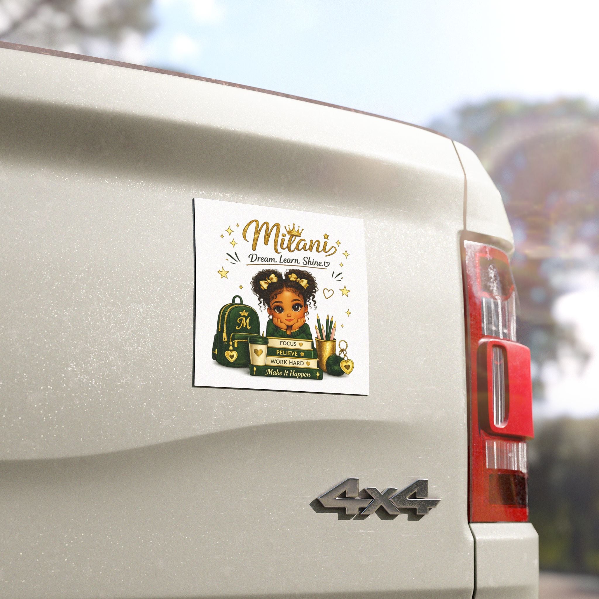 Personalized Kids Car Magnet — "Mitani: Dream. Learn. Shine."