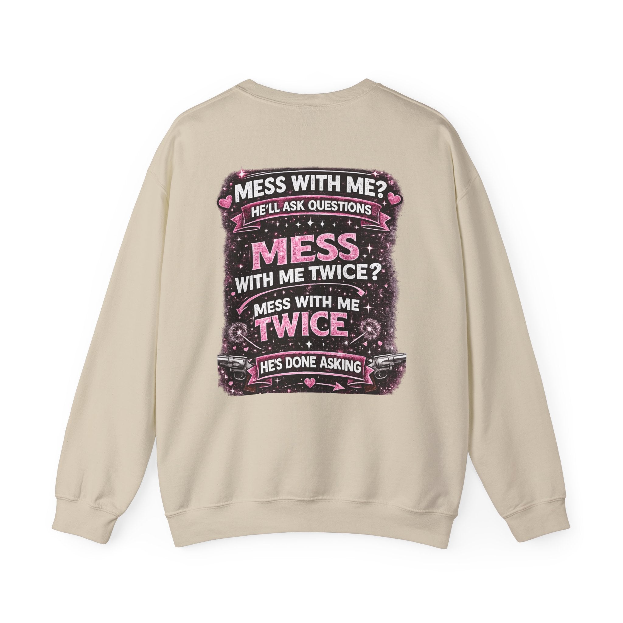 Crewneck Sweatshirt — "Lucky Daughter, Crazy Dad" Pink Graphic Father-Daughter Pullover