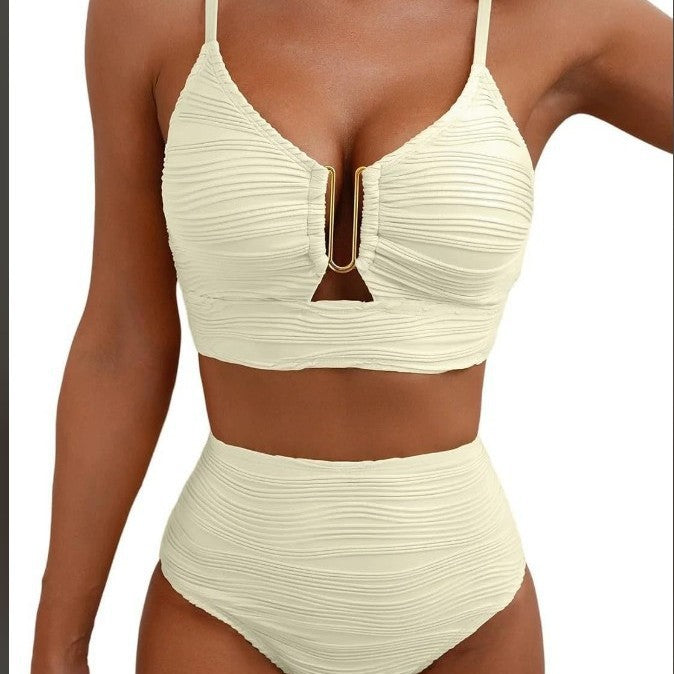 Women's Solid Color Gathering Swimsuit