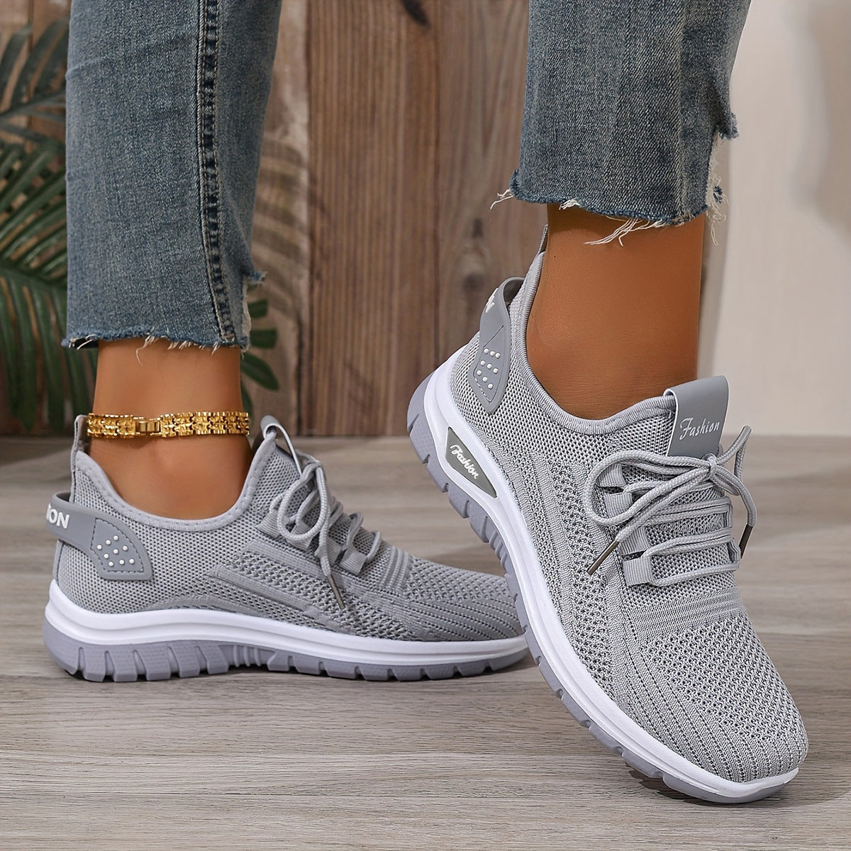 Zapatillas de malla informales de moda para mujer Flying Woven