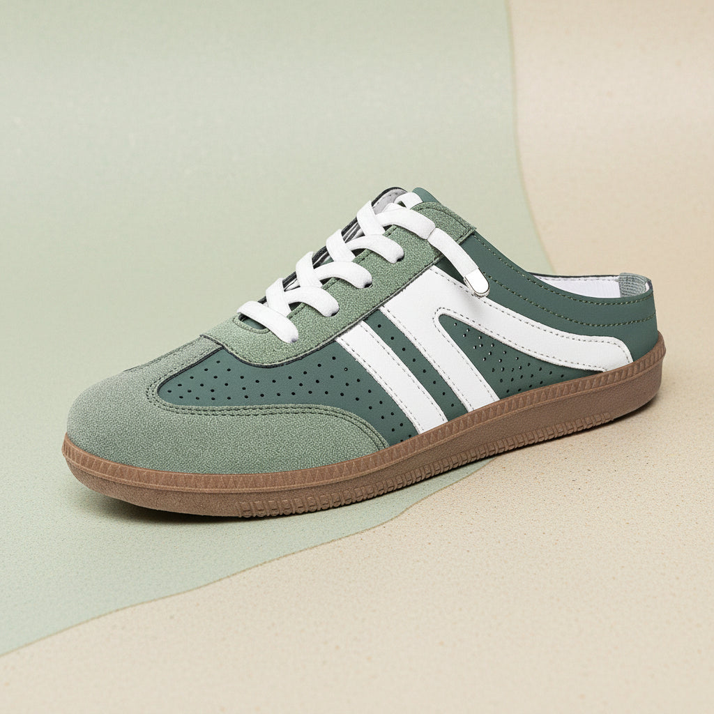 Women's Slip-On Half Slipper Sneakers | Color-Block Striped Casual Shoes in 3 Colors | EU 36–43