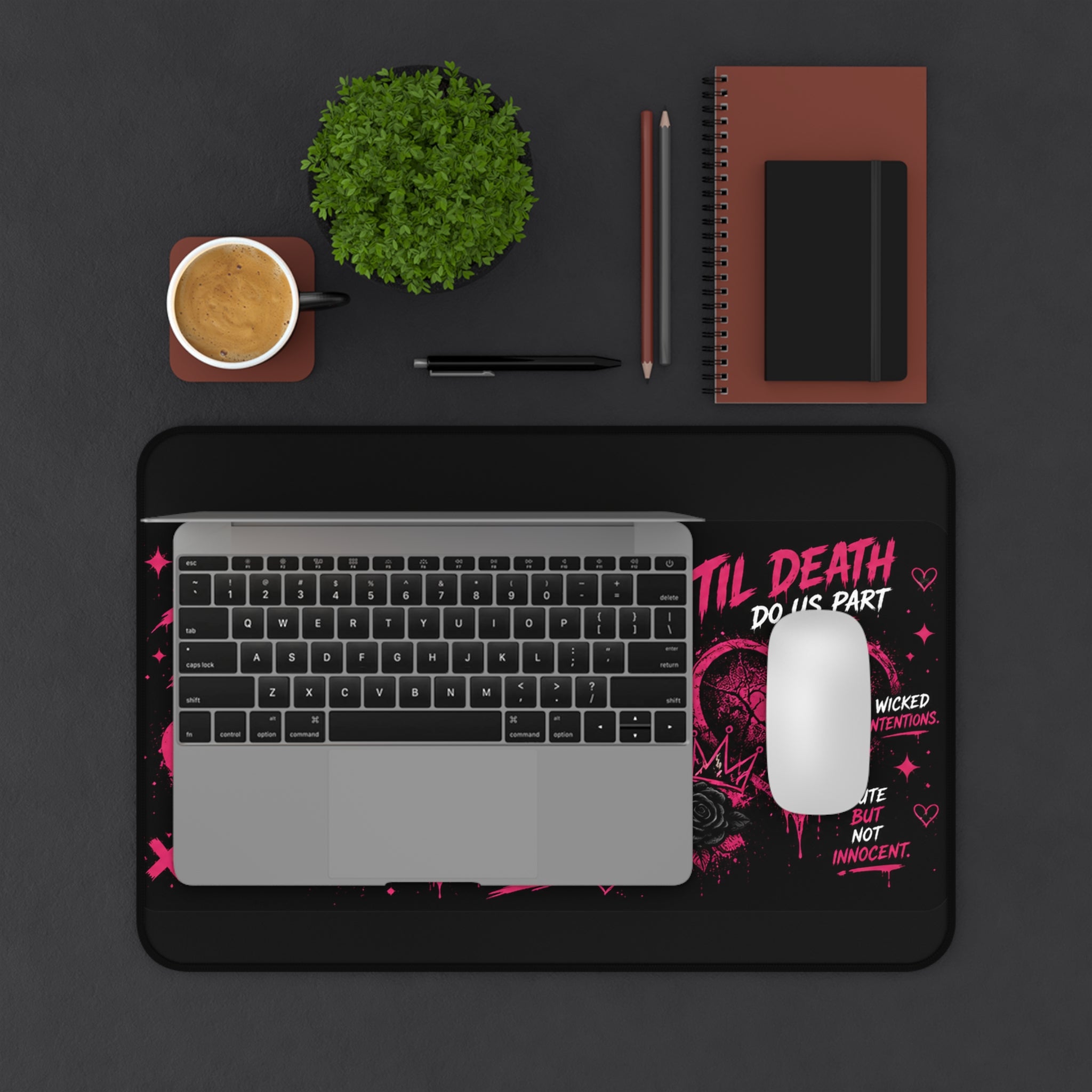 Cute But Cursed Desk Mat — Pretty Dangerous Pink Gothic Gaming Mouse Pad
