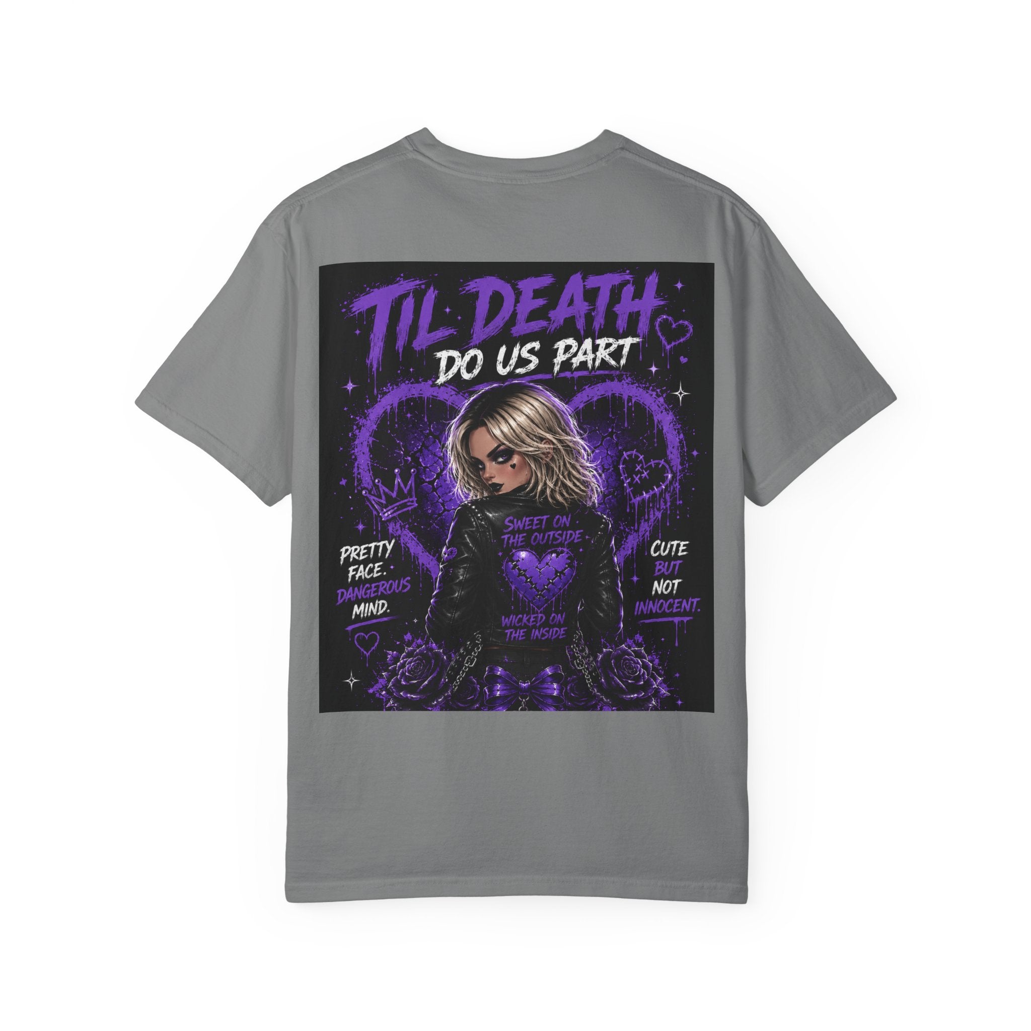 Pretty Dangerous "Cute But Cursed" T-Shirt — Gothic Purple Graphic Tee