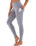Cropped High-Rise Yoga Pants – Diagonal Pockets & Variegated Print