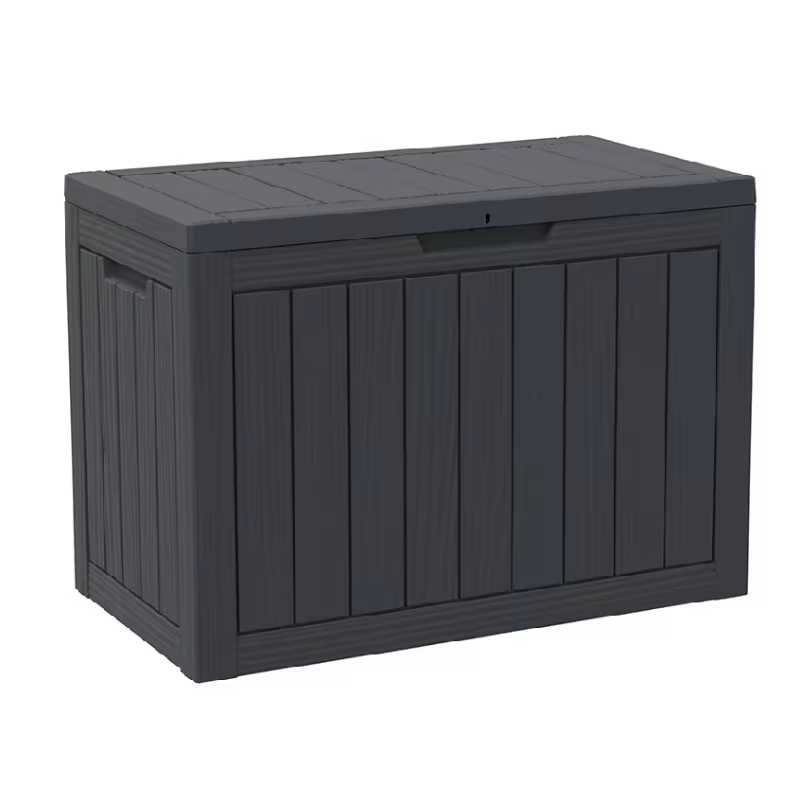 Arcón exterior de alta resistencia de 75 galones – Caja de almacenamiento para patio impermeable con tapa con bisagras, cerradura y fácil montaje