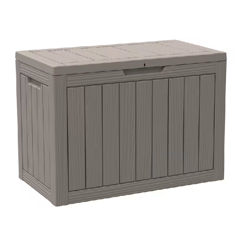 Arcón exterior de alta resistencia de 75 galones – Caja de almacenamiento para patio impermeable con tapa con bisagras, cerradura y fácil montaje