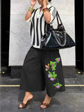 Women's Wide-Leg Cargo-Style Pants with Zipper & Button Detail