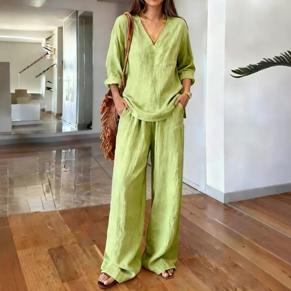 Long Sleeve Top & Full-Length Pants Two-Piece Set – 9 Colors S–3XL
