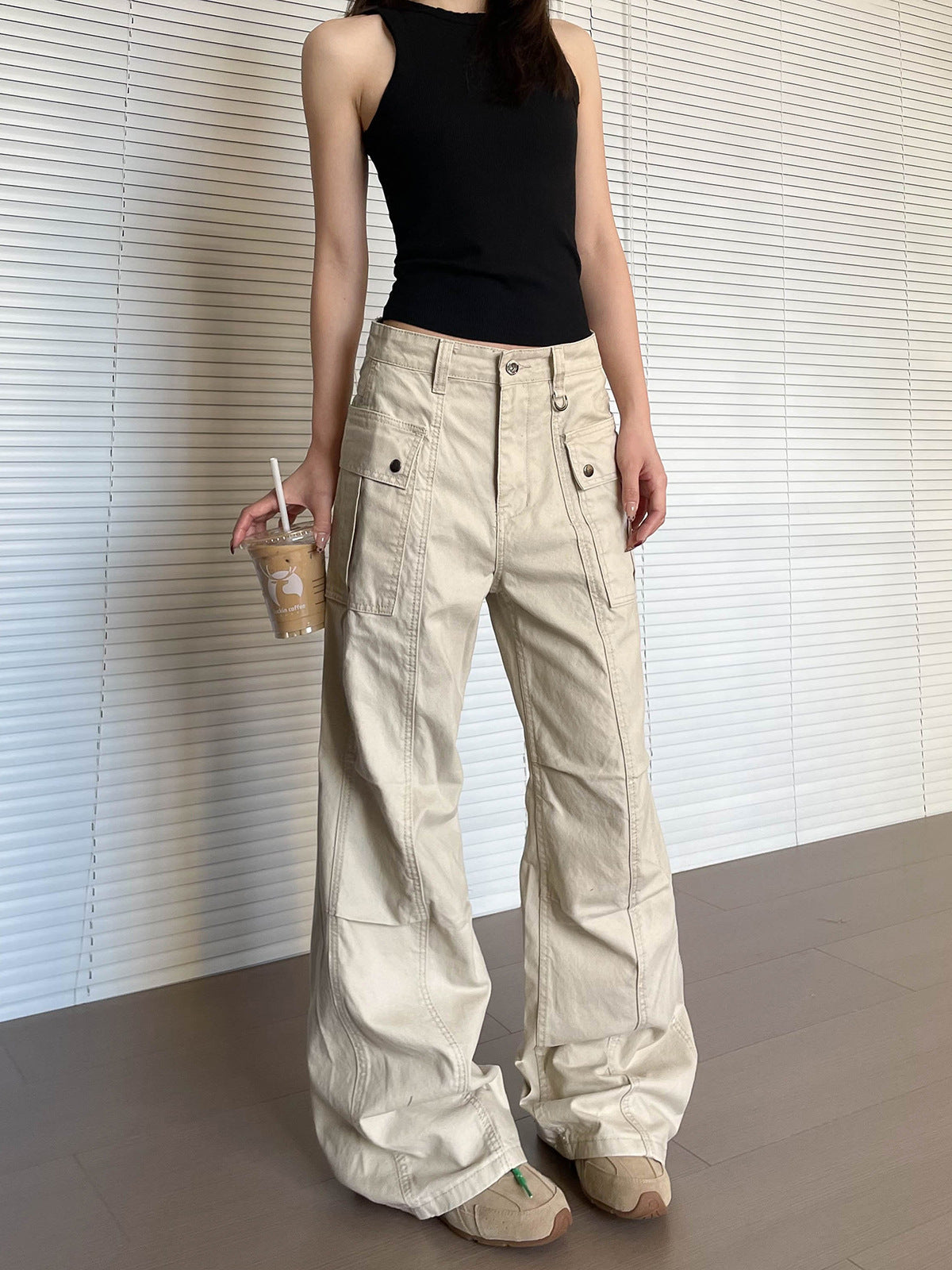 Women’s Straight Leg Slightly Flared Washed Casual Pants