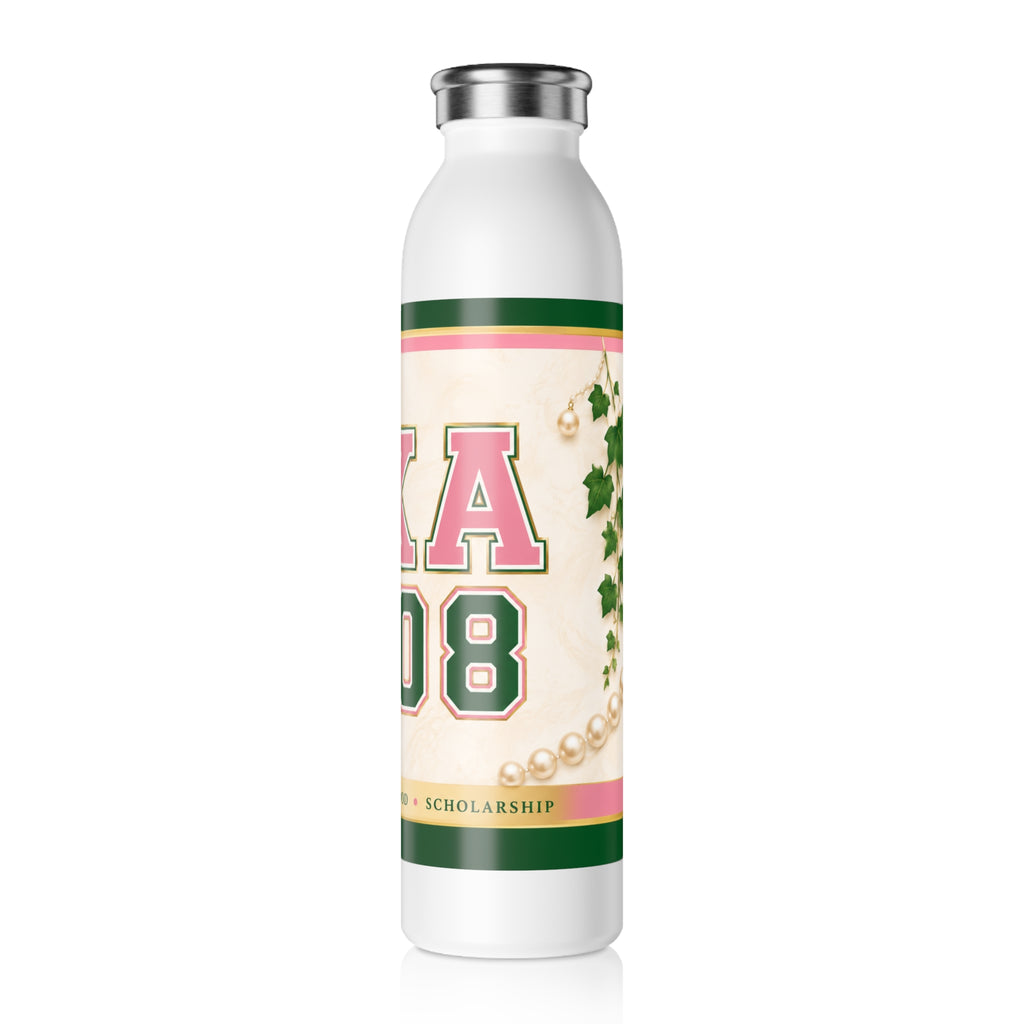 AKA 1908 Slim Water Bottle — Pink & Green Sorority Stainless Bottle