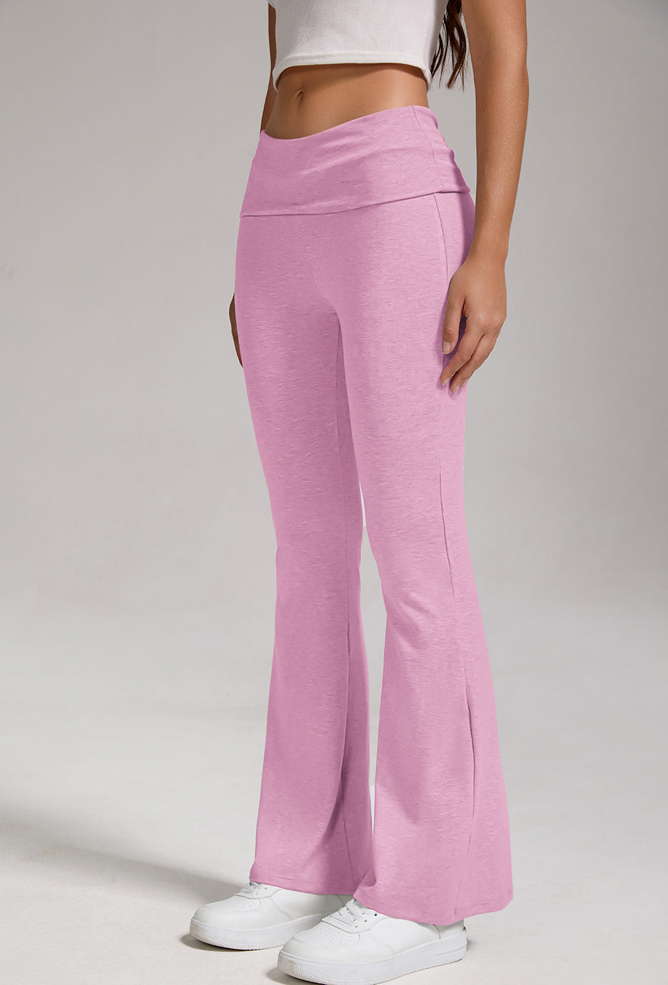 🔥 Women's Low-Waisted Folded Waist Flared Pants - Low-Rise Wide-Leg Trousers