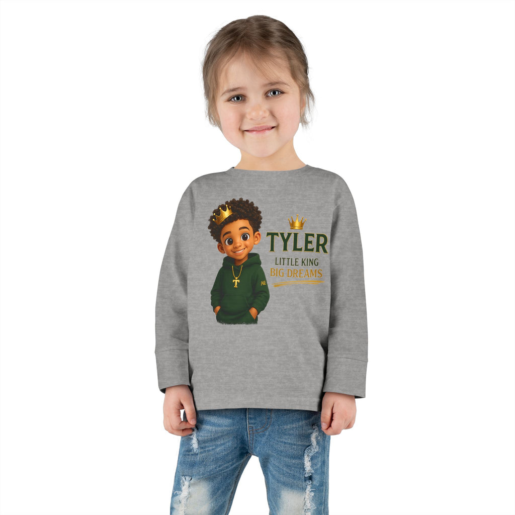 Toddler Tee — "Tyler" Little King Graphic Long Sleeve (Built on Faith, Fueled by Dreams)