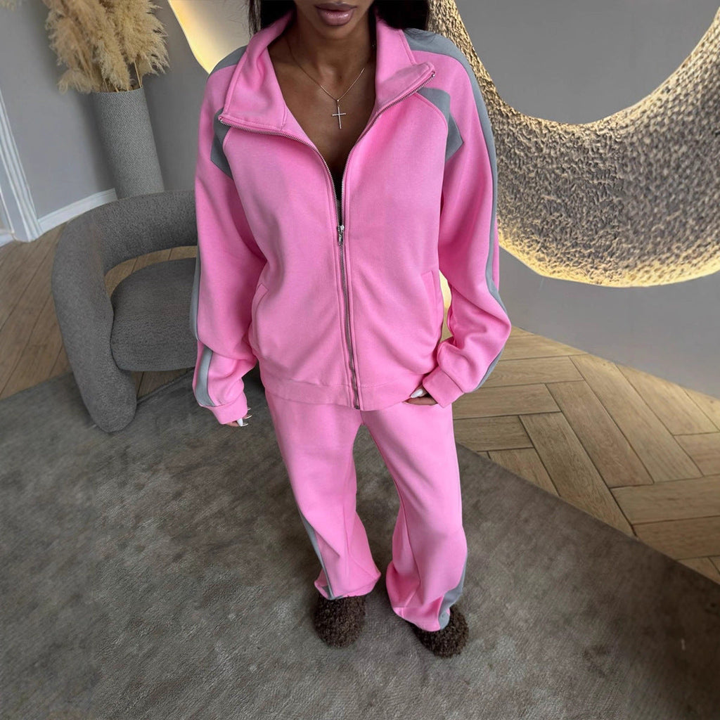 Women’s Long-Sleeve Zip-Up Jacket and Sweatpants Two-Piece Set