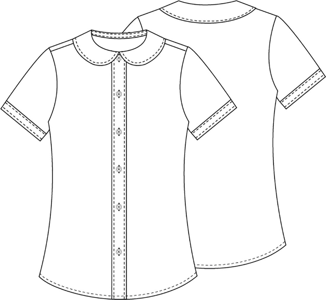 Classroom Uniforms Girls Short Sleeve Peter Pan Collar Blouse, White Button Front School Uniform Shirt