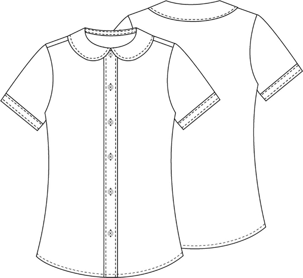Classroom Uniforms Girls Short Sleeve Peter Pan Collar Blouse, White Button Front School Uniform Shirt