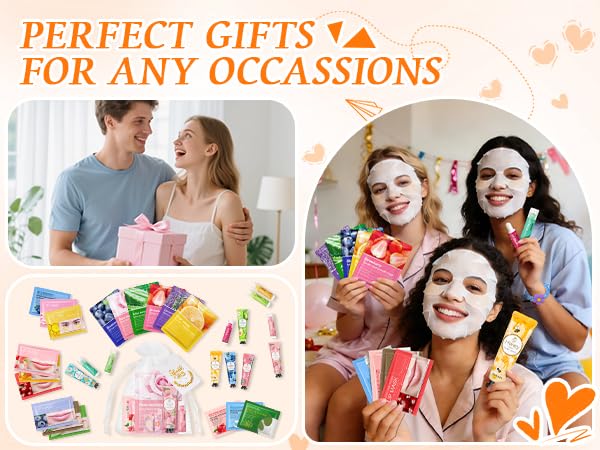 60PCS Bulk Gifts for Women, Spa Party Supplies with Face Masks Skincare, Under Eye Patches, Hand Cream, Lip Balm, Lip Mask, Nail Files, Spa Party Favors for Bridal Wedding Birthday Sleepover Party