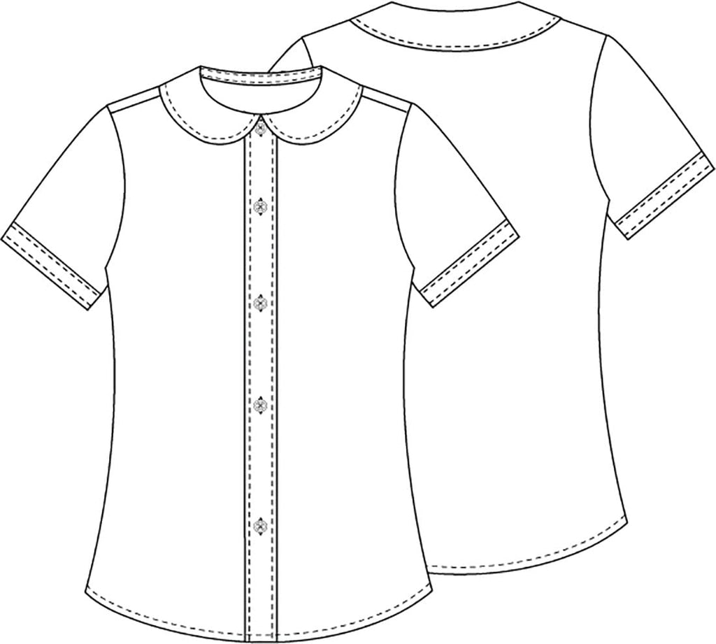 Classroom Uniforms Girls Short Sleeve Peter Pan Collar Blouse, White Button Front School Uniform Shirt