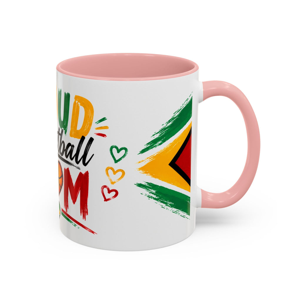 Proud Basketball Mom Accent Coffee Mug – Colorful Heart & Basketball Design (11/15oz)