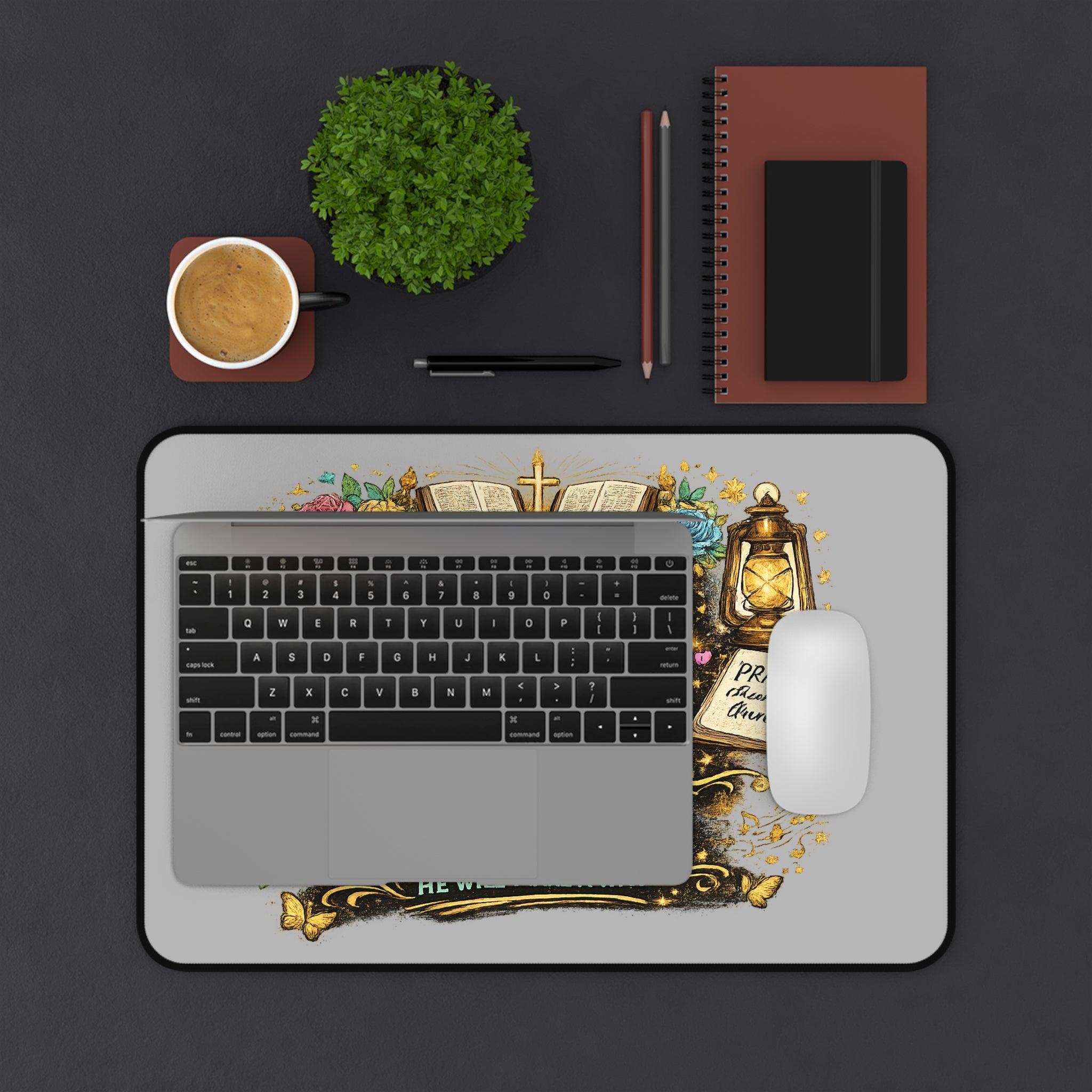 Faith Desk Mat — "I Am Blessed Beyond Measure" Inspirational Christian Desk Mat