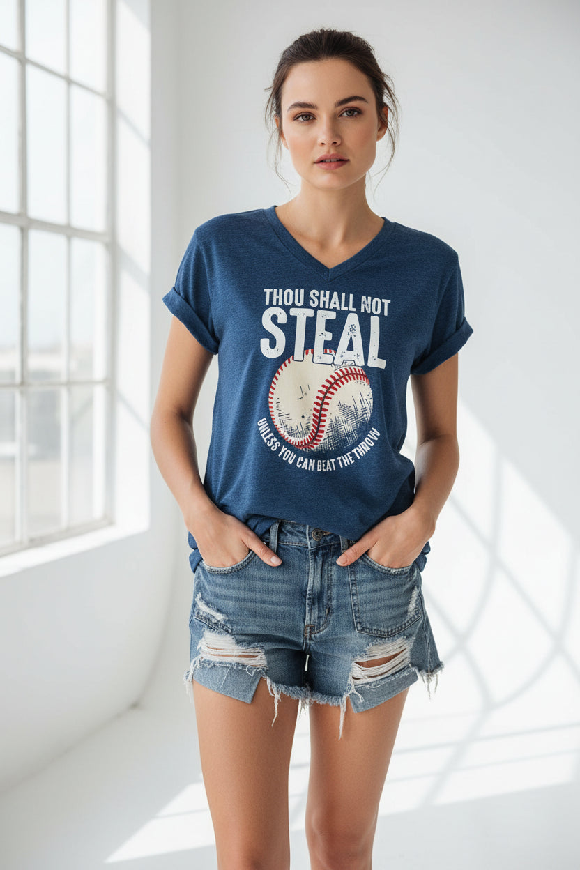 Thou Shall Not Steal Baseball Shirt for Women