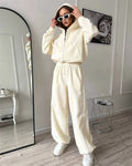 Women’s Sportswear Set Solid Color Cardigan Set