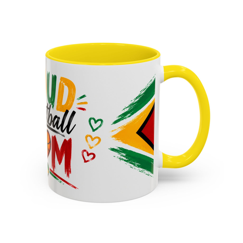 Proud Basketball Mom Accent Coffee Mug – Colorful Heart & Basketball Design (11/15oz)
