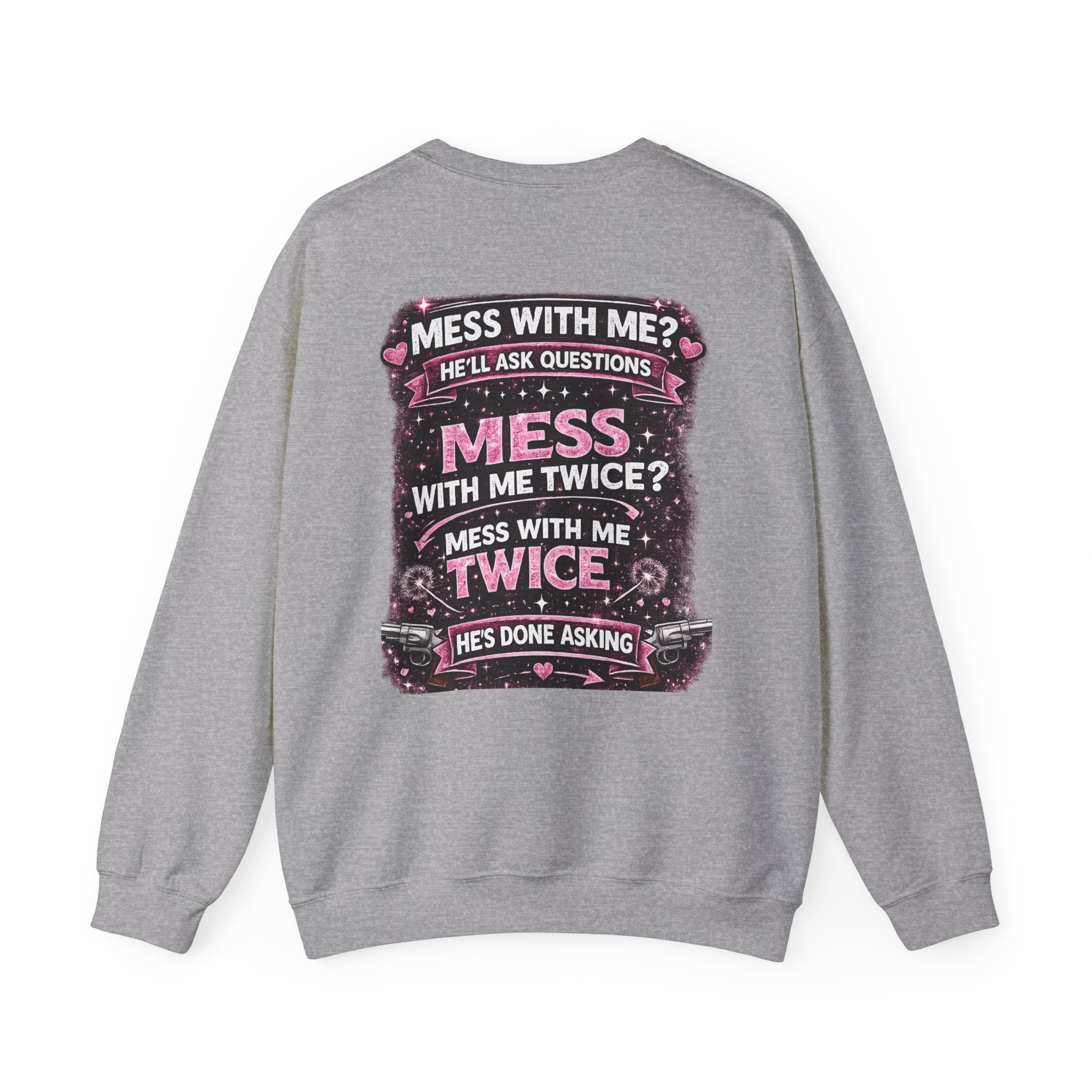 Crewneck Sweatshirt — "Lucky Daughter, Crazy Dad" Pink Graphic Father-Daughter Pullover