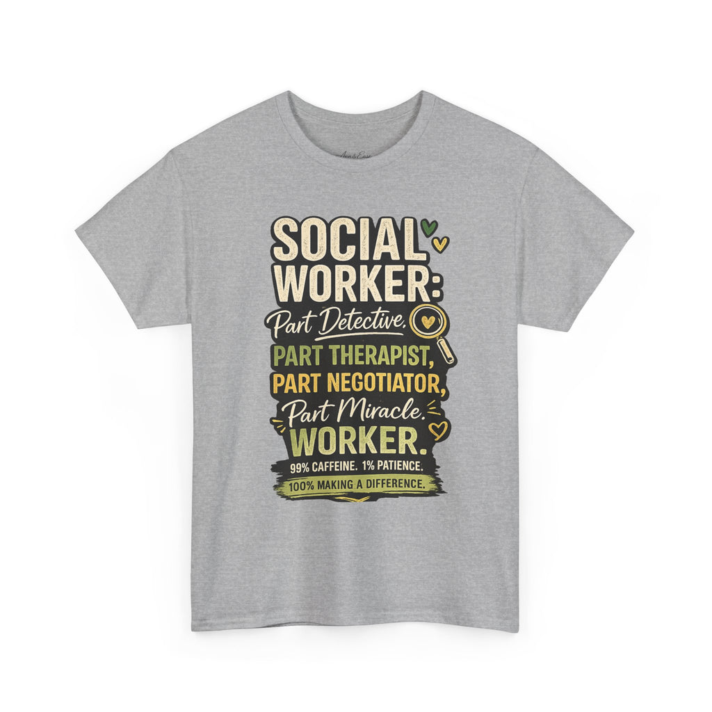 Social Worker T-Shirt – 'Social Worker: Part Detective, Part Therapist' Graphic Tee (Survival Kit Back)