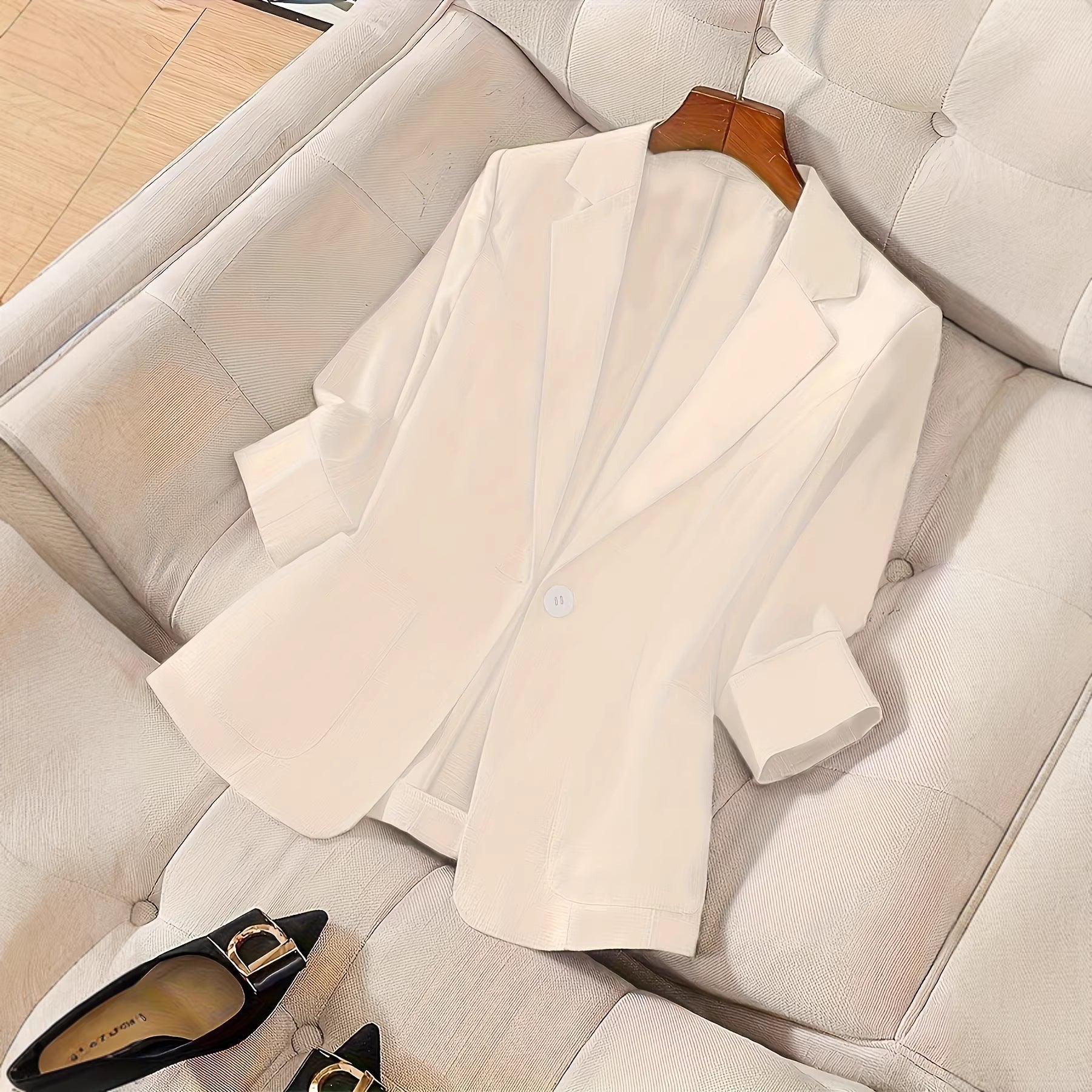 Women's Three-Quarter Sleeve Single-Button Casual Blazer