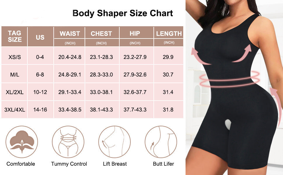 Plus Size Camisole Shapewear Bodysuit – Tummy Control Butt Lift Breast Support Open-Crotch Body Shaper for Women