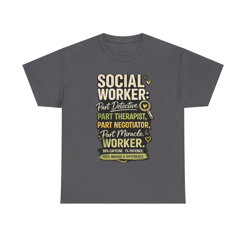 Social Worker T-Shirt – 'Social Worker: Part Detective, Part Therapist' Graphic Tee (Survival Kit Back)