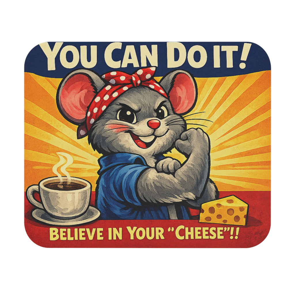 Mouse Pad — 'You Can Do It! Believe In Your Cheese' Motivational Retro Mousepad