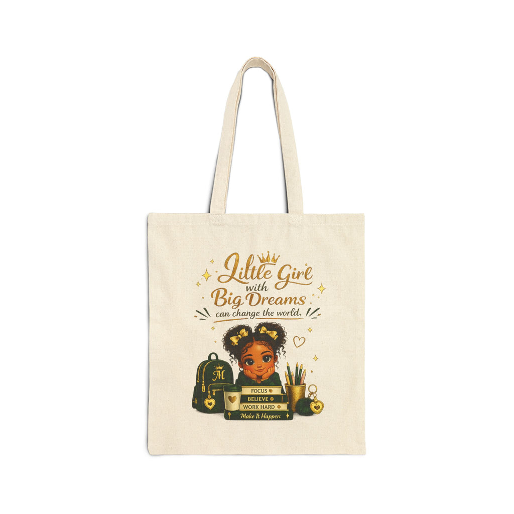Tote Bag — "Little Girl With Big Dreams" Canvas Tote (Custom Name Mitani)