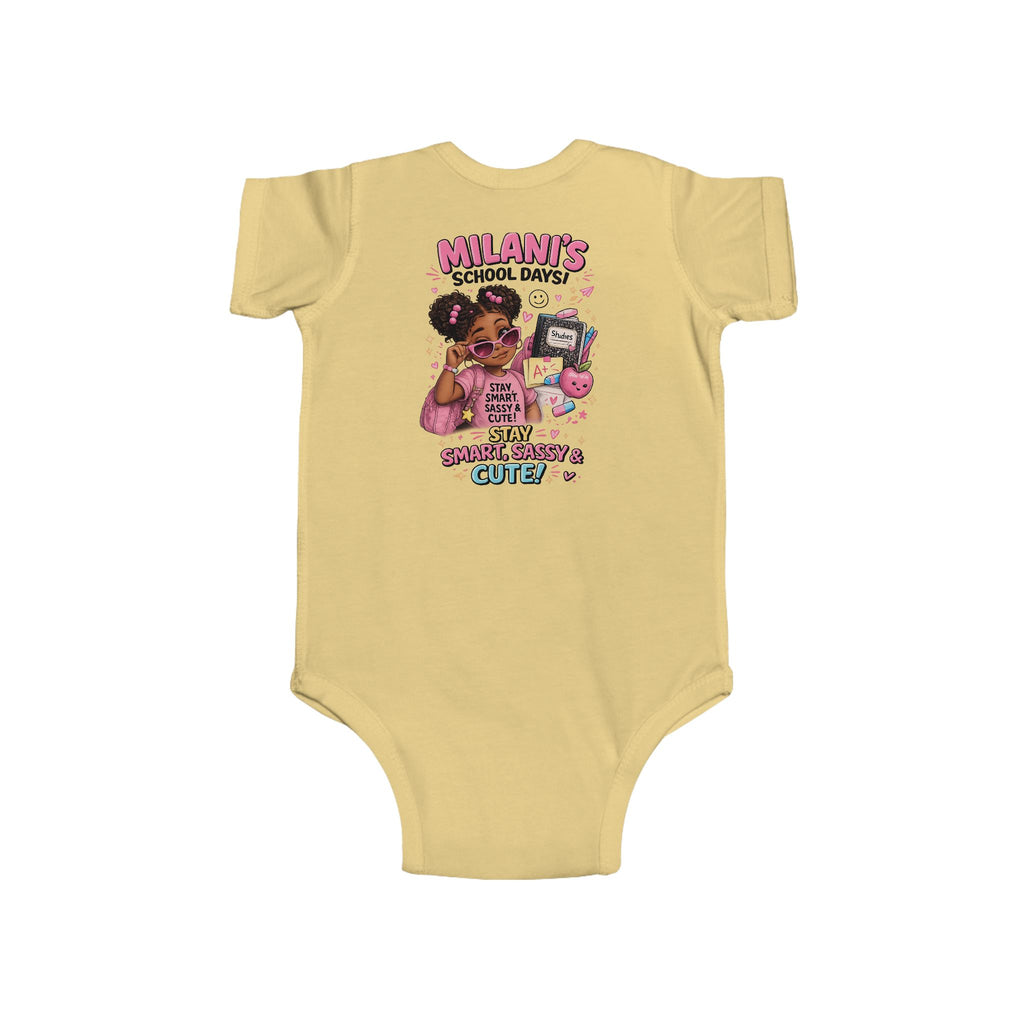 Personalized "Milani's School Days" Infant Bodysuit – Cute Back-to-School Baby Onesie