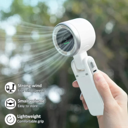 Ventilador turbo plegable 3 en 1 — Para cuello, de mano y de escritorio, tipo C