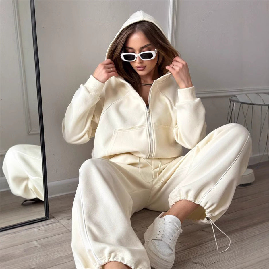 Women’s Sportswear Set Solid Color Cardigan Set