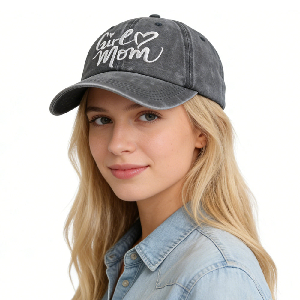 Girl Mom Adjustable Wash Cotton Baseball Cap