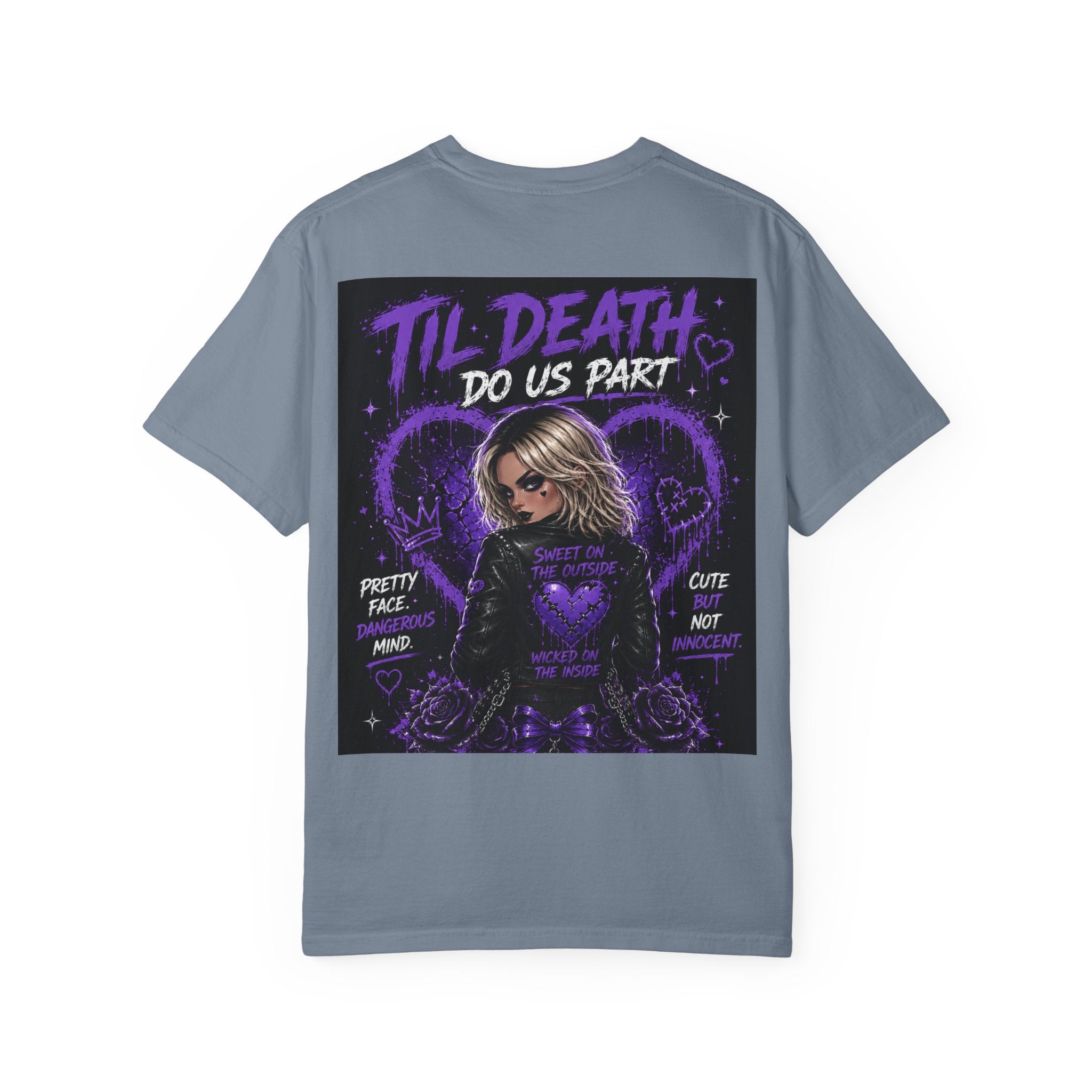 Pretty Dangerous "Cute But Cursed" T-Shirt — Gothic Purple Graphic Tee