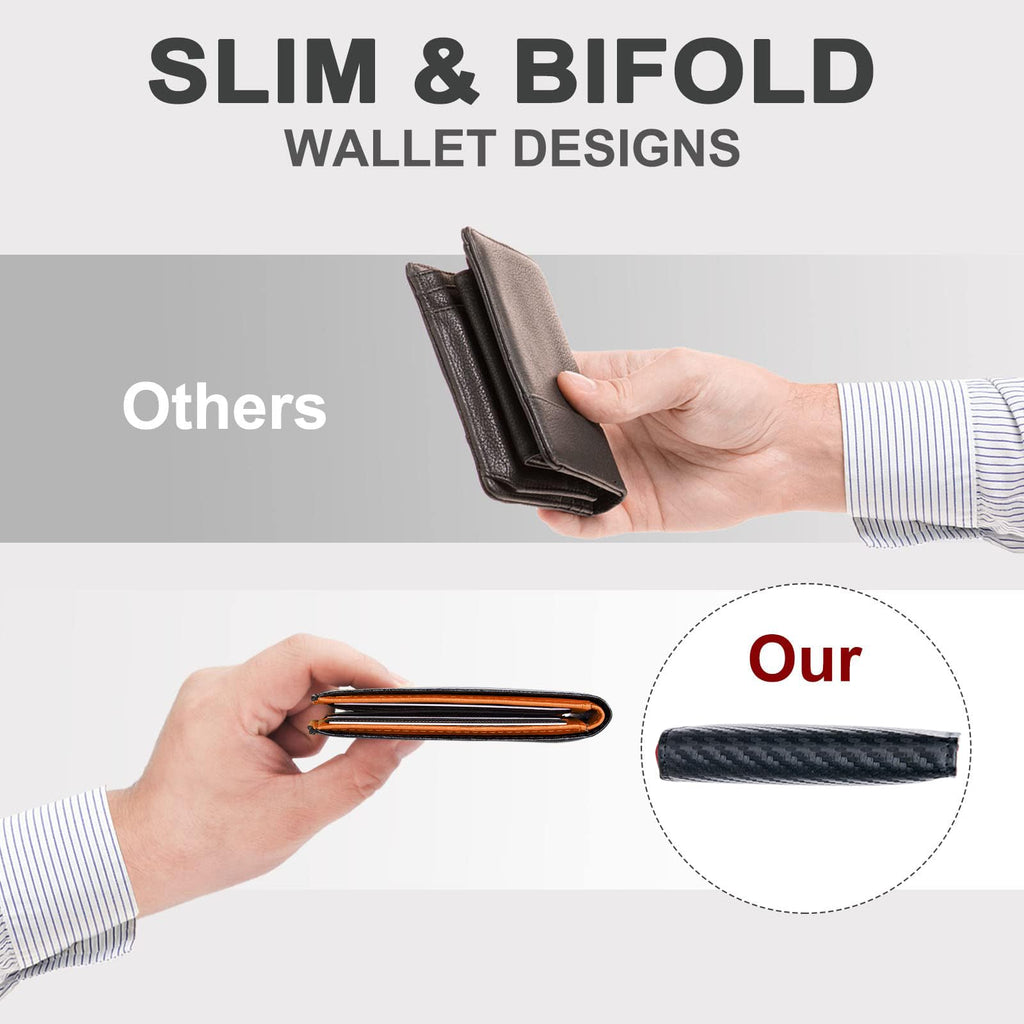 Chelmon Slim Wallet for Men ID Window with RFID Blocking Front Pocket Minimalist Bifold Bussiness Card Holder Gift for Men