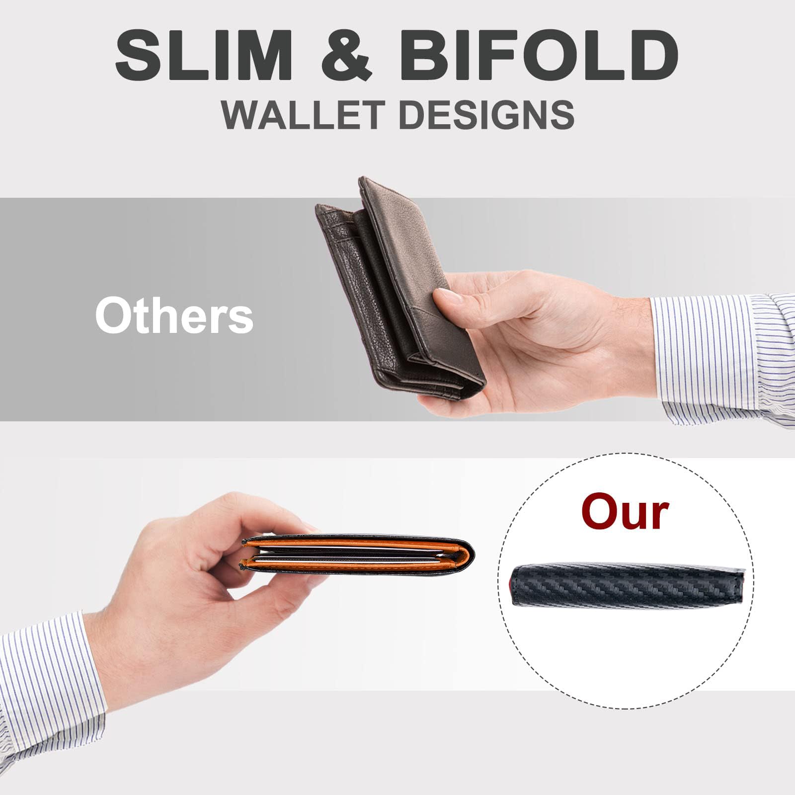 Chelmon Slim Wallet for Men ID Window with RFID Blocking Front Pocket Minimalist Bifold Bussiness Card Holder Gift for Men