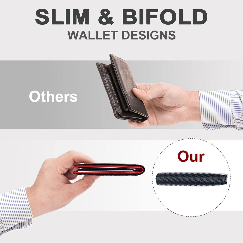Chelmon Slim Wallet for Men ID Window with RFID Blocking Front Pocket Minimalist Bifold Bussiness Card Holder Gift for Men
