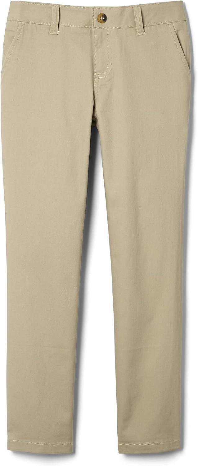 French Toast Girls' Straight Fit Stretch Twill Pant | Adjustable waist, Reinforced knees, Offerend in Standard & Plus sizes, Straight leg school uniform pant